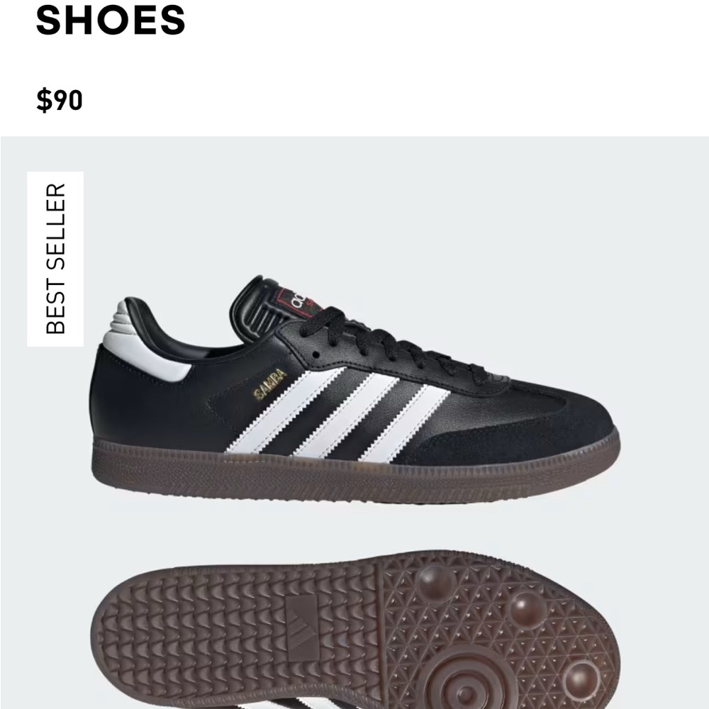 Adidas Youth Black and White Samba Sneakers